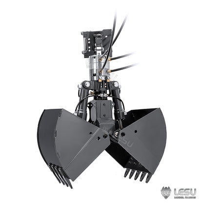LESU 1/14 Metal Hydraulic Model Excavator Toy Quick Change Hydraulic Attachment Shell Bucket Double Petal Bucket AT-C0040