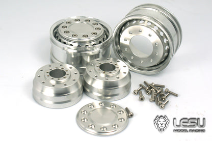 1/14 truck aluminum alloy wheel Tamiya tractor front wheel W-2042 wide tire 20 holes mud head model LESU