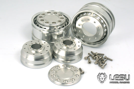 1/14 truck aluminum alloy wheel Tamiya tractor front wheel W-2042 wide tire 20 holes mud head model LESU
