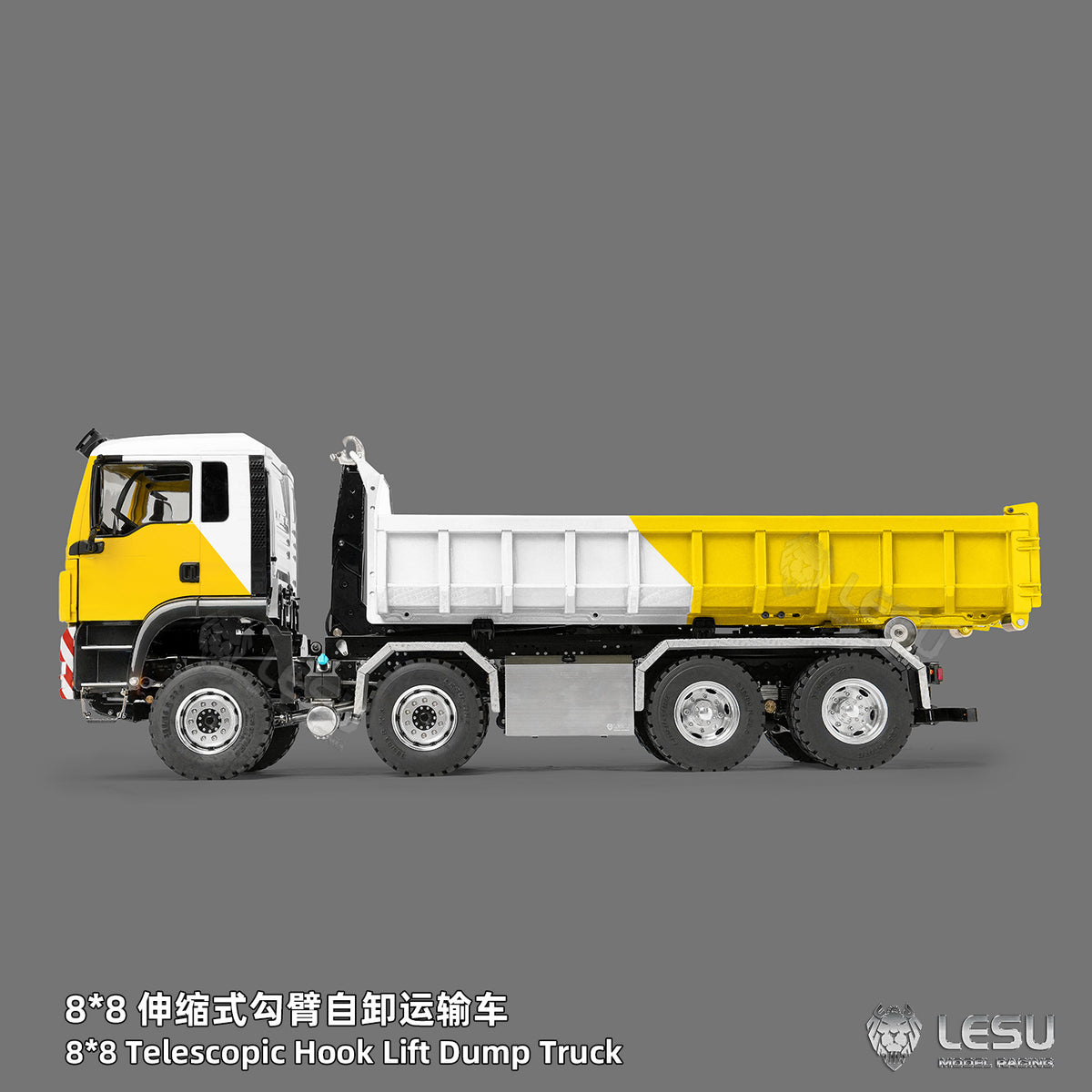 1/14 TGS 8×8 Telescopic Full‑Dump Roll‑Off Truck, 1‑Pump 5‑Spool Valve V2.0, LESU LS‑Z0090