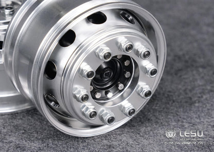 1/14 truck Tamiya tractor W-2018 wide wheel 10-hole aluminum alloy front wheel mud head modified model LESU