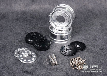 Tamiya 1/14 tractor aluminum alloy front wheel hub W-2017 wide bell mud truck military truck DIY accessories model LESU
