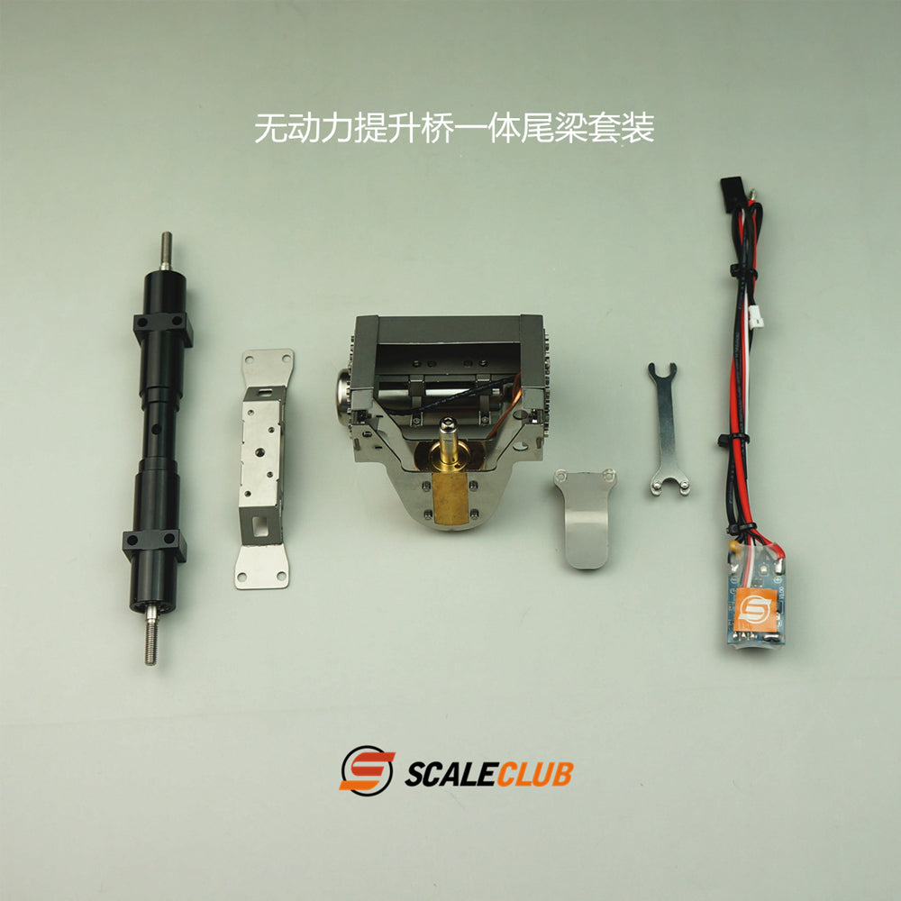 Scaleclub Model Metal Hydraulic Lifting Bridge with Gas Tank Tail Beam Set TSQWL-TY-1 for 1/14 RC Truck Trailer Truck Van