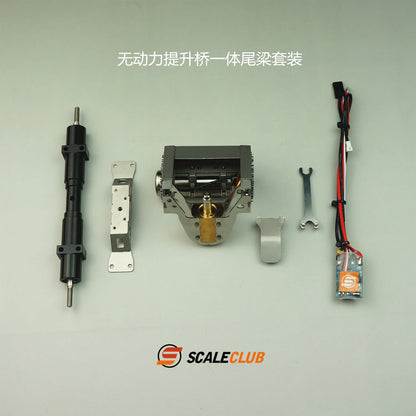 Scaleclub Model Metal Hydraulic Lifting Bridge with Gas Tank Tail Beam Set TSQWL-TY-1 for 1/14 RC Truck Trailer Truck Van