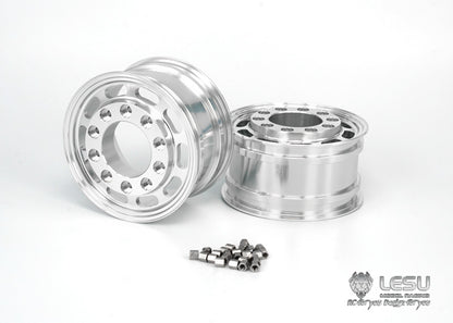 1/14 Truck Aluminum Alloy Wheel Flange Front Wheel Hub W-2044 Square Hole Wide Tire Tamiya Tractor Model LESU