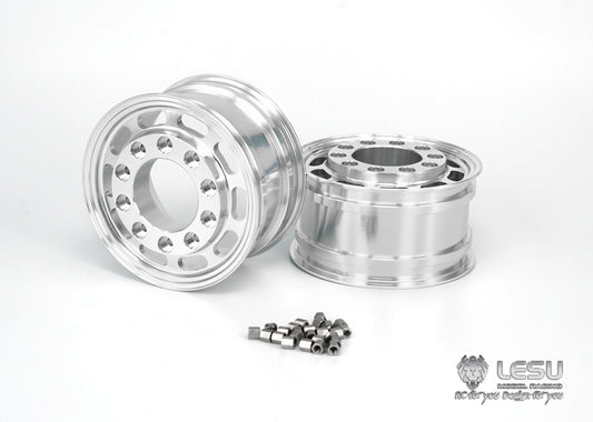 1/14 Truck Aluminum Alloy Wheel Flange Front Wheel Hub W-2044 Square Hole Wide Tire Tamiya Tractor Model LESU