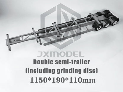 Double semi-trailer, linked trailer-JXMODEL-TOLL Tamiya tractor, extra long trailer, container 1/14 truck