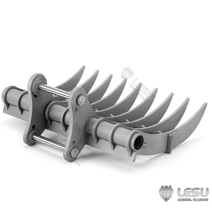 LESU 1/14 Engineering Hydraulic Excavator CAT 374F Modified Quick-Removal Metal Rake Bucket Attachment