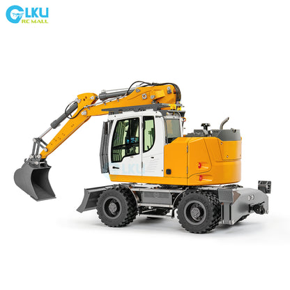 CUT 1/14 RC Hydraulic Wheeled Excavator LR914 8-ways Valve RTR Metal Remote Control 4*4 Digger Model Axle Lock Flysky PL18EV Lite
