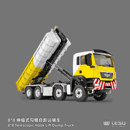 1/14 TGS 8×8 Telescopic Full‑Dump Roll‑Off Truck, 1‑Pump 5‑Spool Valve V2.0, LESU LS‑Z0090