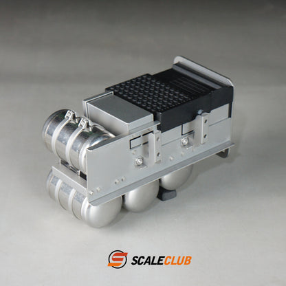 Scaleclub 1/14 Volvo FH750 tractor upgrade with battery box and gas tank and pedals