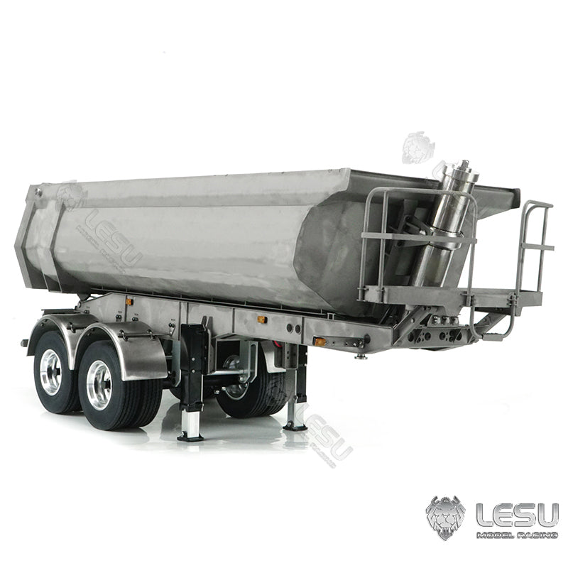LESU 1/14 Tamiya tractor truck universal hydraulic lift U bucket metal bucket semi-trailer dump truck trailer
