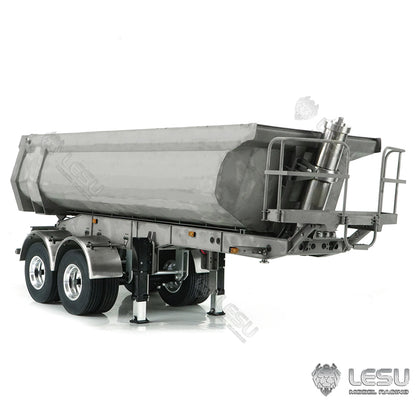 LESU 1/14 Tamiya tractor truck universal hydraulic lift U bucket metal bucket semi-trailer dump truck trailer