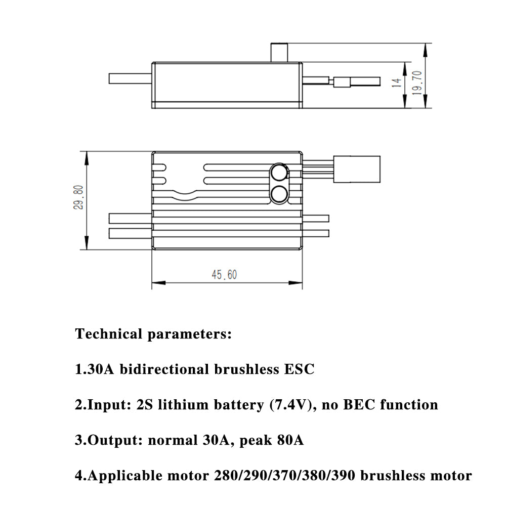 CUT-30A 30A Bidirectional Brushed ESC CNC Housing