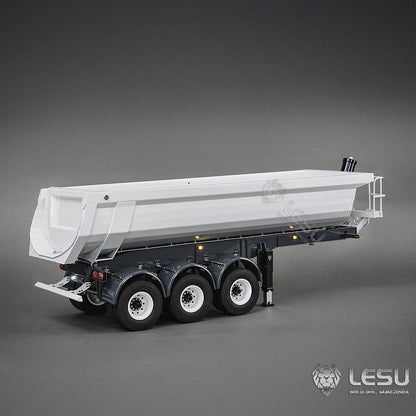 LESU 1/14 Simulation Tamiya Truck Model Hydraulic Lifting Three-Axis U-Bucket Metal Bucket Semi-Trailer Dump Truck