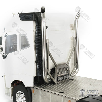 1/14 truck Tamiya tractor truck model toy FH16 exhaust double chimney with lighting wire rack set through hole