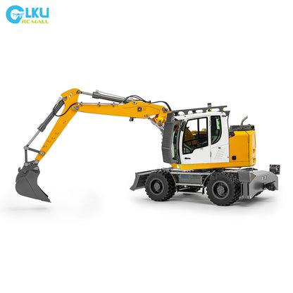 CUT 1/14 RC Hydraulic Wheeled Excavator LR914 8-ways Valve RTR Metal Remote Control 4*4 Digger Model Axle Lock Flysky PL18EV Lite