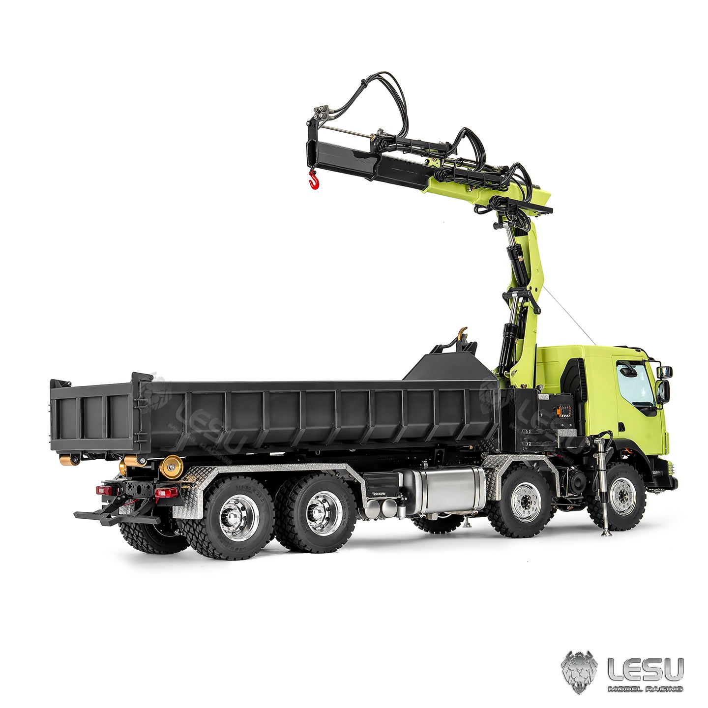 LESU 1/14 Roll-on/Roll-off Truck Crane Full Unloading Volvo Spray Paint RTR Truck Remote Control Model Metal Toy