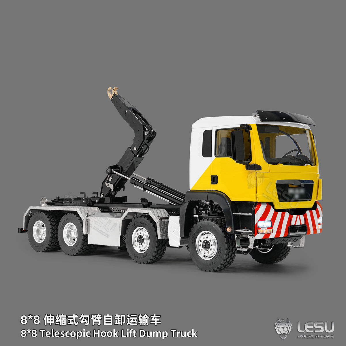 1/14 TGS 8×8 Telescopic Full‑Dump Roll‑Off Truck, 1‑Pump 5‑Spool Valve V2.0, LESU LS‑Z0090