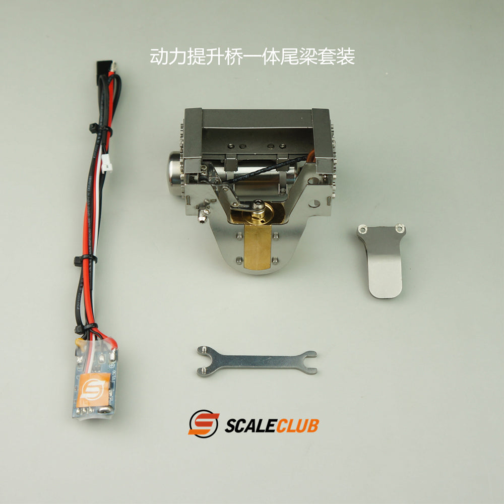 Scaleclub Model Metal Hydraulic Lifting Bridge with Gas Tank Tail Beam Set TSQWL-TY-1 for 1/14 RC Truck Trailer Truck Van