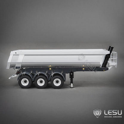 LESU 1/14 Simulation Tamiya Truck Model Hydraulic Lifting Three-Axis U-Bucket Metal Bucket Semi-Trailer Dump Truck