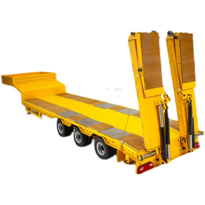 JXMODEL 1/14 Tamiya tractor truck dedicated 3-axle low bed tailboard semi-trailer model decorative cylinder metal wood board