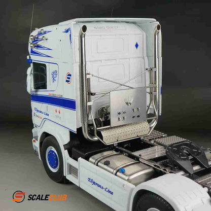 scaleclub Tamiya tractor truck European style with metal V-type exhaust on the driver's floor