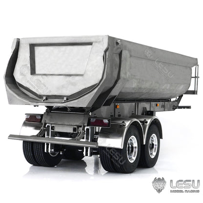 LESU 1/14 Tamiya tractor truck universal hydraulic lift U bucket metal bucket semi-trailer dump truck trailer