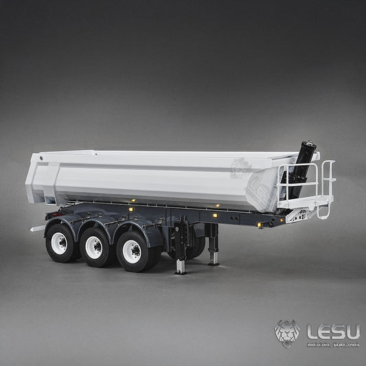 LESU 1/14 Simulation Tamiya Truck Model Hydraulic Lifting Three-Axis U-Bucket Metal Bucket Semi-Trailer Dump Truck