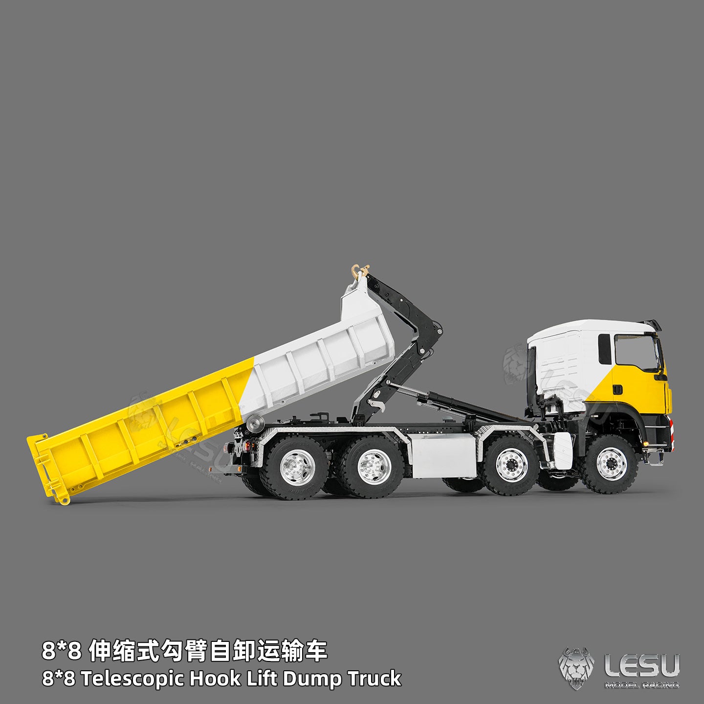 1/14 TGS 8×8 Telescopic Full‑Dump Roll‑Off Truck, 1‑Pump 5‑Spool Valve V2.0, LESU LS‑Z0090