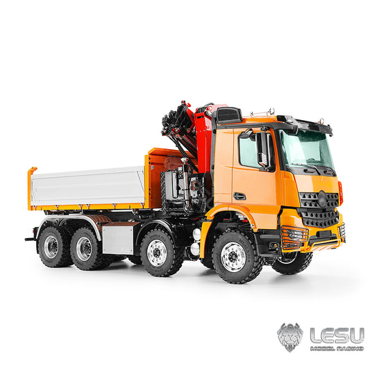 LESU 1/14 Truck Remote Control Model Metal Hydraulic Three-Way Bucket Truck Crane Dump Truck Spray Paint 3348 3363