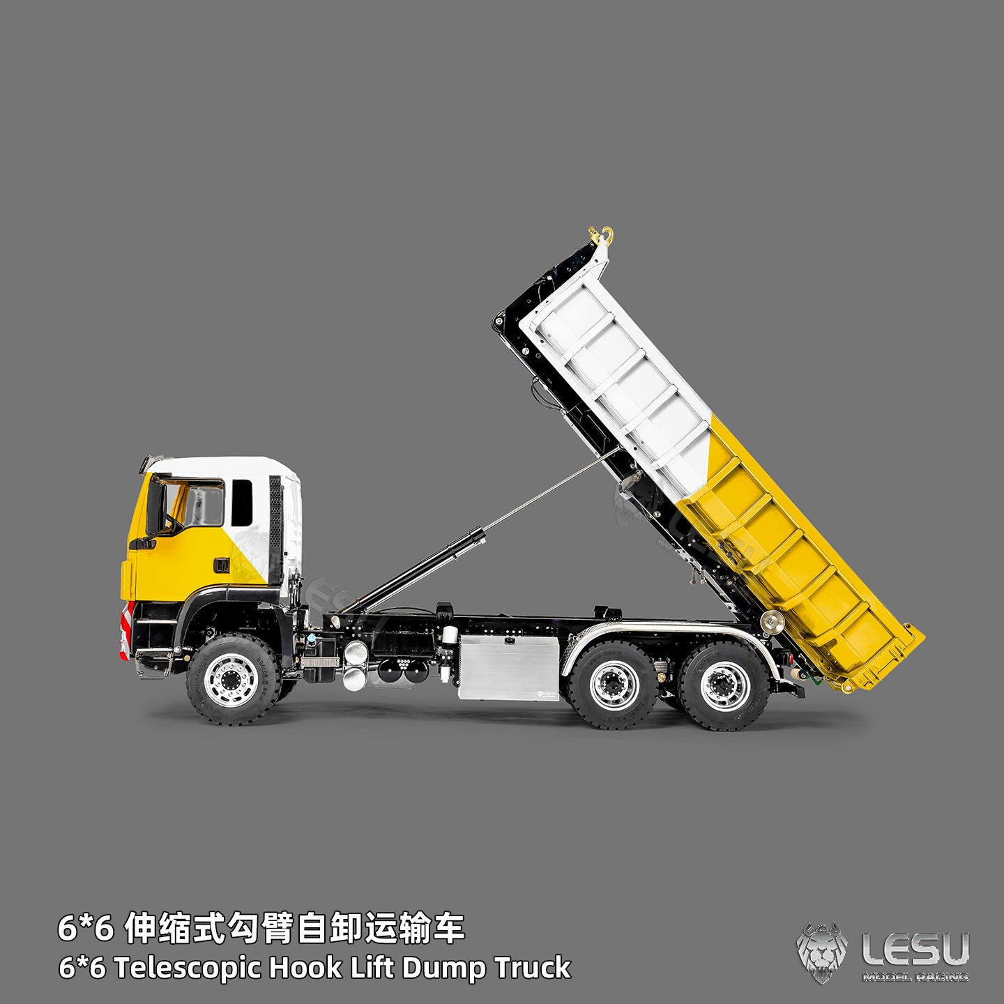 1/14 TGS 6×6 Telescopic Full‑Dump Roll‑Off Truck, 1‑Pump 5‑Spool Valve V2.0, LESU LS‑Z0094