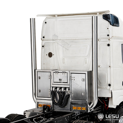 LESU 1/14 Tamiya tractor truck exhaust pipe double chimney LED lighting wire rack tool box assembly G-6272