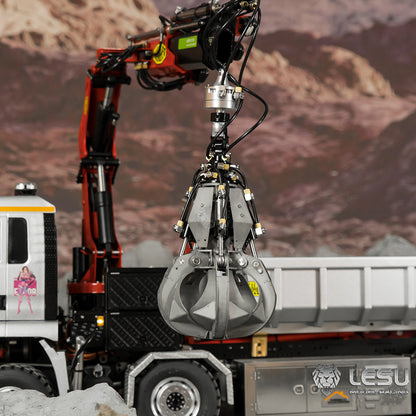 LESU 1/14 Truck Remote Control Model Toy Truck Crane Upgrade Parts Full Metal Hydraulic Rotating Claw Bucket