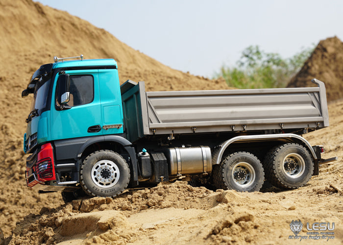 LESU 1/14 Tamiya benz 3348 full drive 6X6 high torque truck model toy hydraulic three-way dump truck