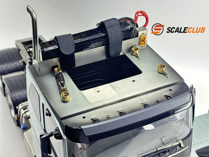 scaleclub 1/14 Tamiya tractor truck magnetic high roof kit battery modification European style