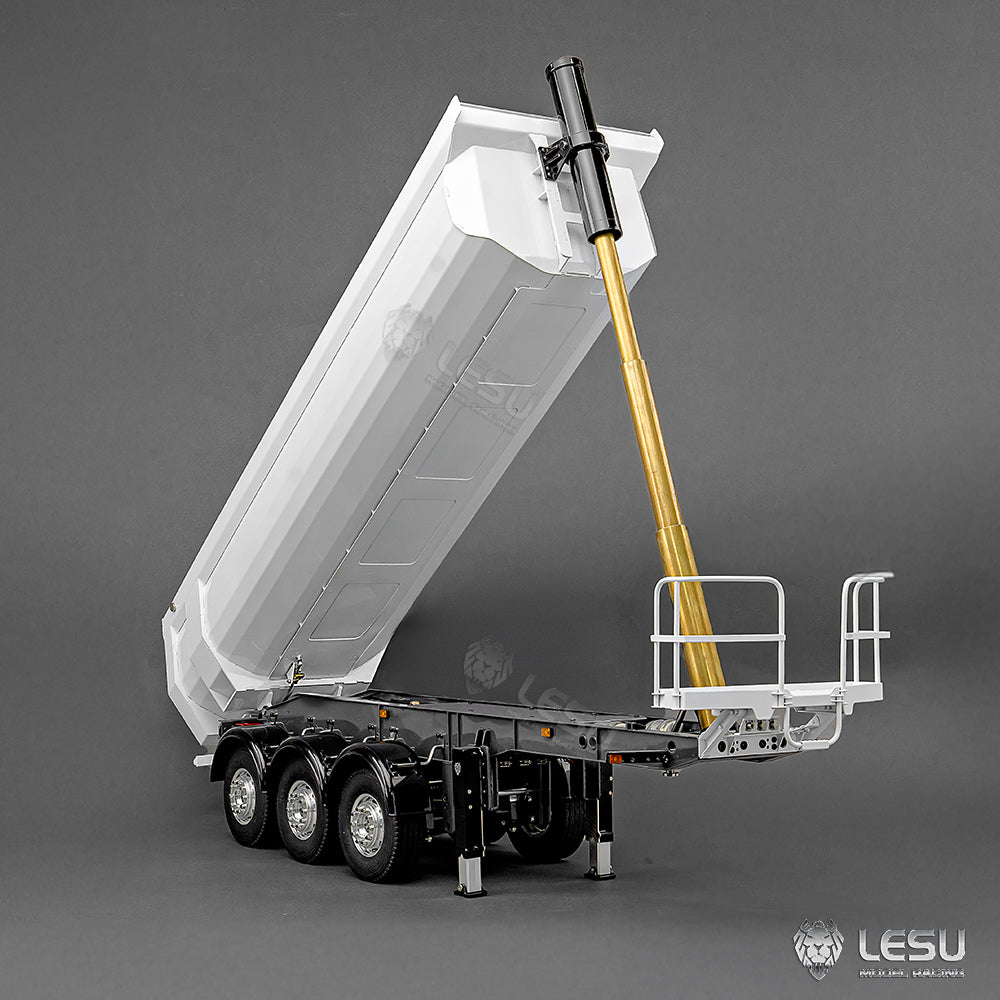LESU 1/14 Simulation Tamiya Truck Model Hydraulic Lifting Three-Axis U-Bucket Metal Bucket Semi-Trailer Dump Truck