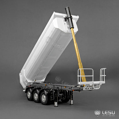 LESU 1/14 Simulation Tamiya Truck Model Hydraulic Lifting Three-Axis U-Bucket Metal Bucket Semi-Trailer Dump Truck