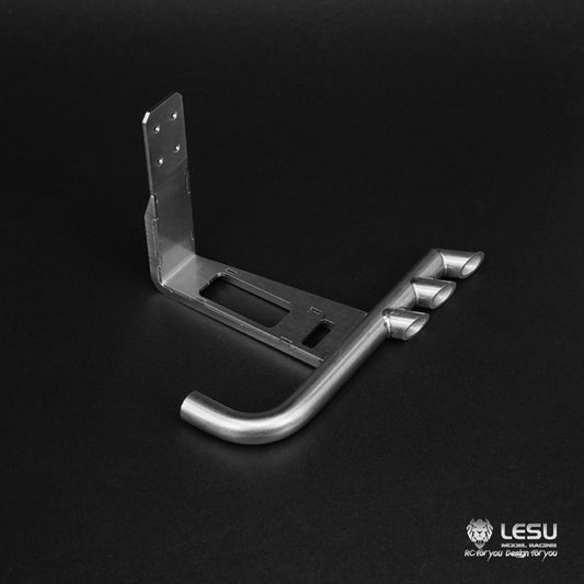 1/14 truck Tamiya tractor side skirt exhaust pipe G-6116 universal DIY three-hole exhaust modification model LESU