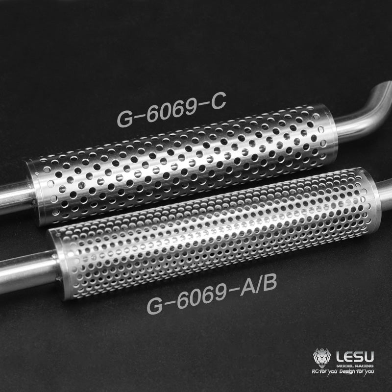 LESU 1/14 truck simulation exhaust pipe chimney non-through hole solid G-6069 Tamiya draghead mud decorative piece model