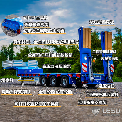 LESU 1/14 Tamiya engineering truck special semi-trailer hydraulic lift tailgate high load equipped with airbag suspension small wheel