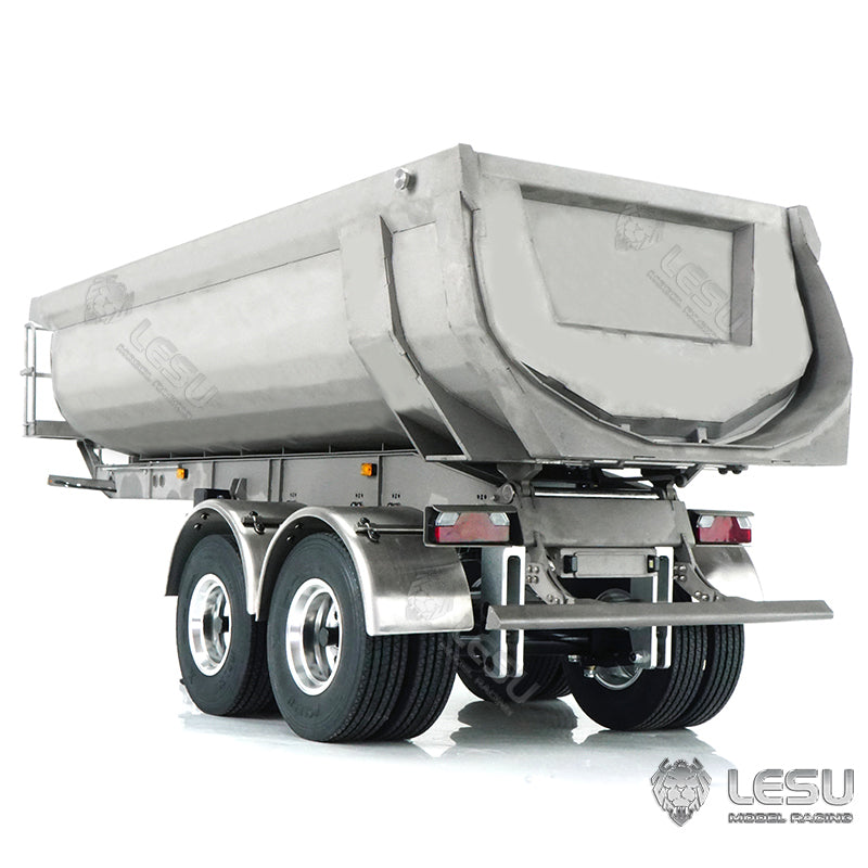 LESU 1/14 Tamiya tractor truck universal hydraulic lift U bucket metal bucket semi-trailer dump truck trailer