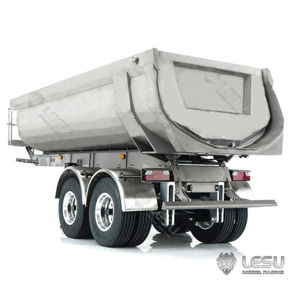 LESU 1/14 Tamiya tractor truck universal hydraulic lift U bucket metal bucket semi-trailer dump truck trailer