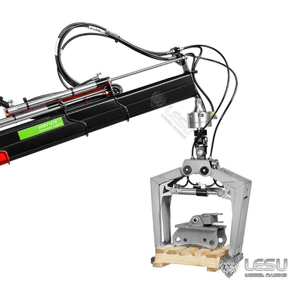 LESU 1/14 Truck Remote Control Model Metal Toy Hydraulic Roll-on/Roll-off Crane Full Unloading Truck LS-A0047 Brick Clamp