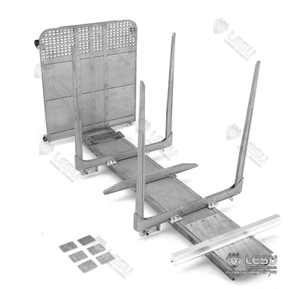 LESU 1/14 Tamiya Volvo FH16 truck model toy truck flatbed wood loaded tree cargo compartment with LED lights and winch