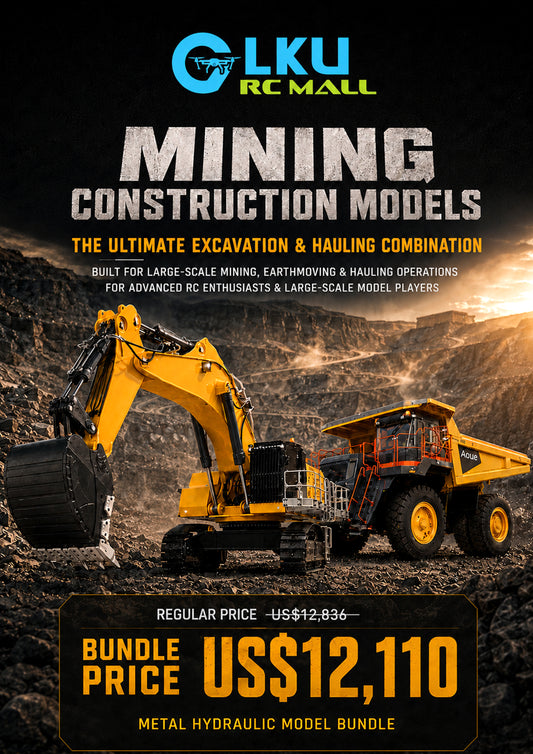 1/14 Scale BA-B0009 9150 Backhoe Excavator & RD-A0003 Mining Truck — Large-Scale Mining Site Earthmoving & Haulage Set