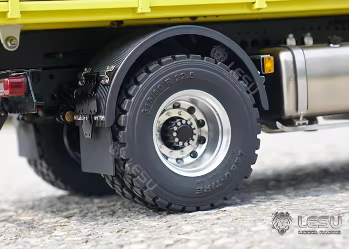 LESU 1/14 Tamiya truck model toy Volvo 4*4 double axle metal chassis high torque mud dump truck