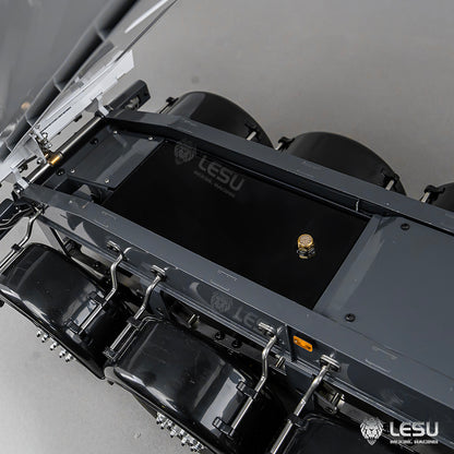 LESU 1/14 Simulation Tamiya Truck Model Hydraulic Lifting Three-Axis U-Bucket Metal Bucket Semi-Trailer Dump Truck