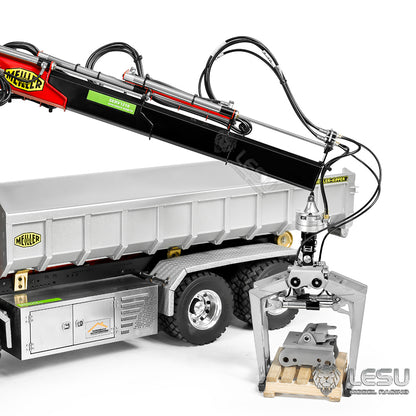 LESU 1/14 Truck Remote Control Model Metal Toy Hydraulic Roll-on/Roll-off Crane Full Unloading Truck LS-A0047 Brick Clamp