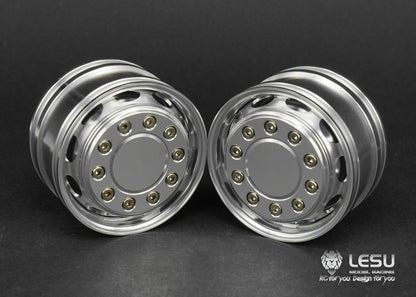 1/14 truck aluminum alloy wheel Tamiya tractor W-2043 wide wheel 10 holes oval front wheel model LESU